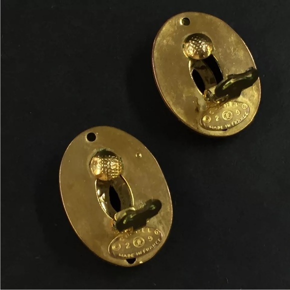CHANEL CC Logo Gold Tone Earrings - Picture 4 of 8